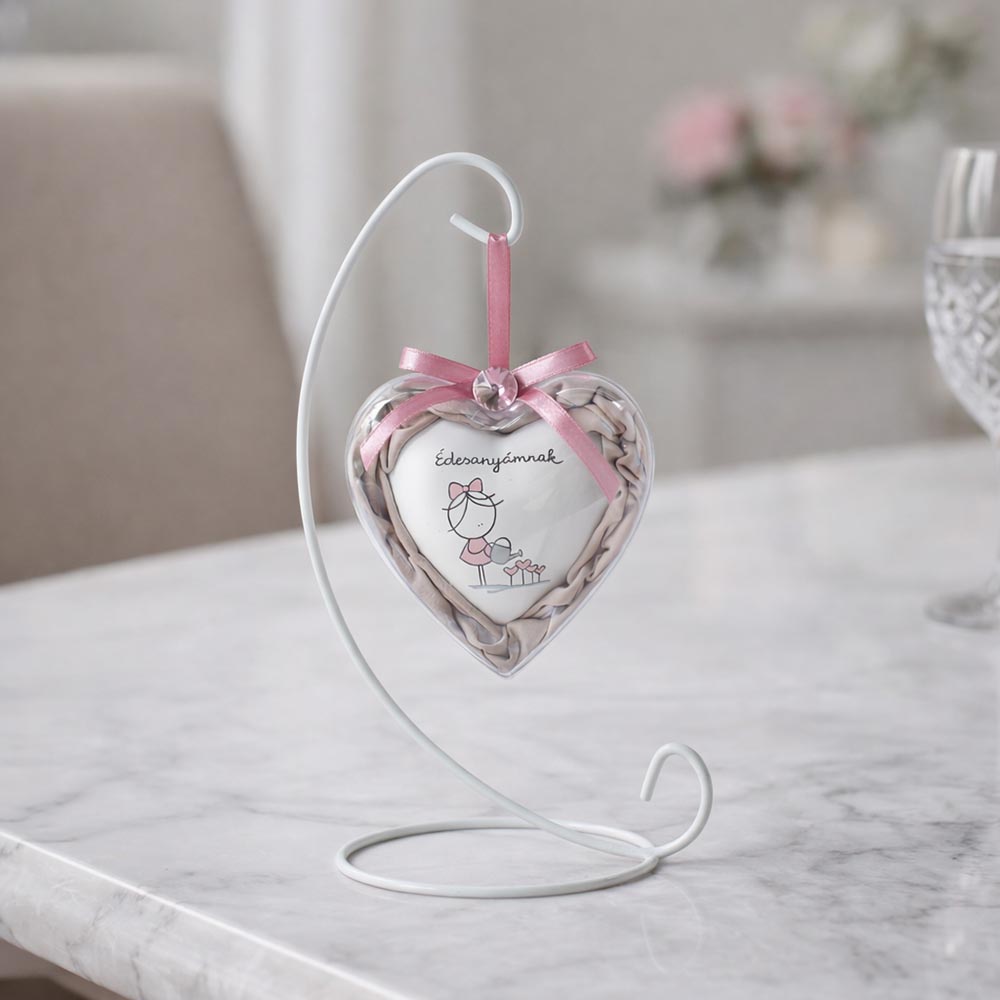Anyák napi szív alakú dísz - dekor állvánnyal
