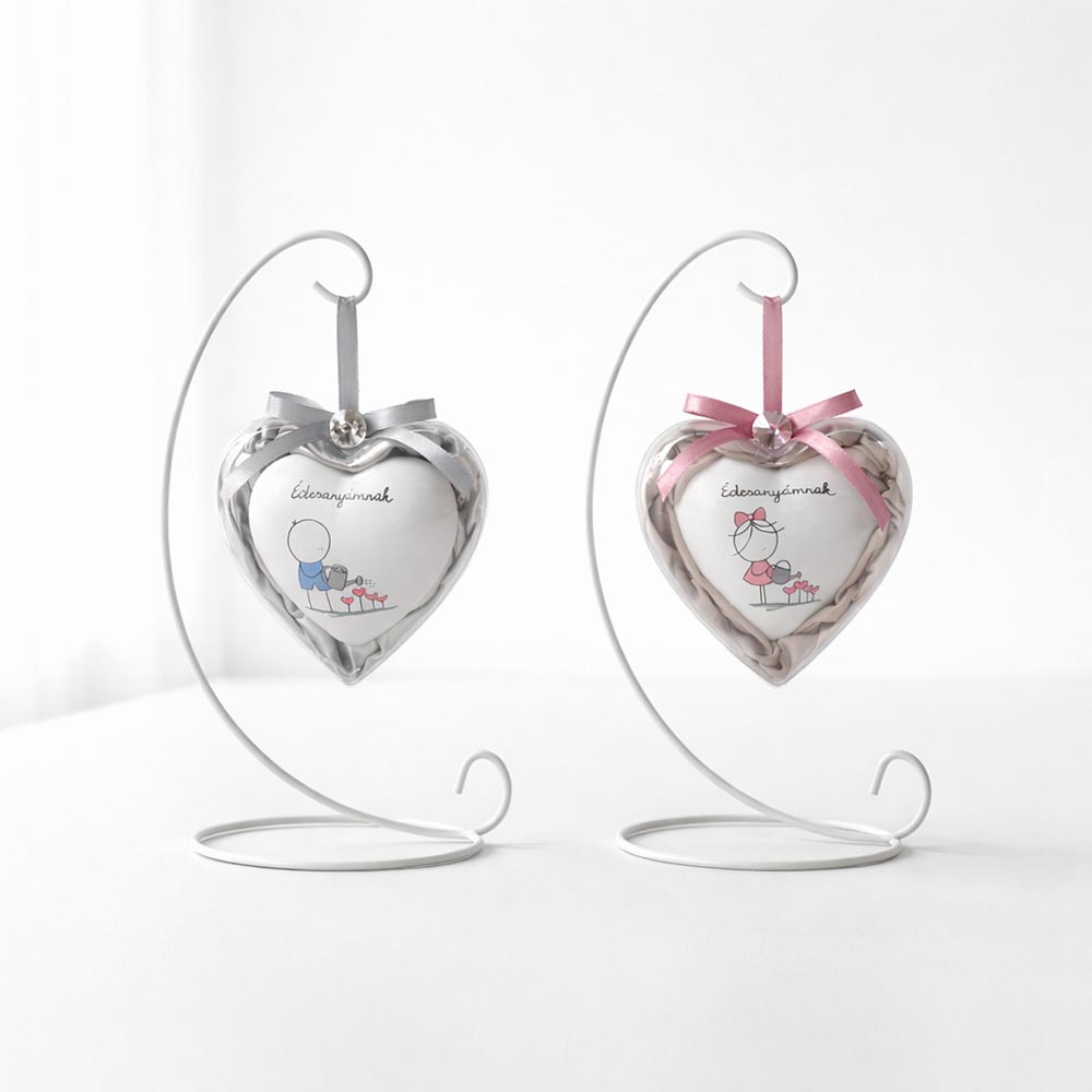 Anyák napi szív alakú dísz - dekor állvánnyal
