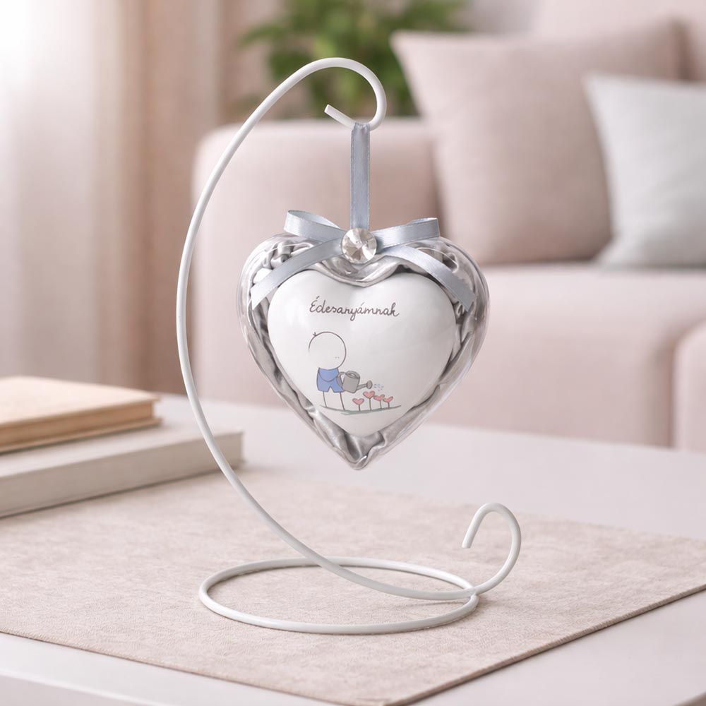 Anyák napi szív alakú dísz - dekor állvánnyal