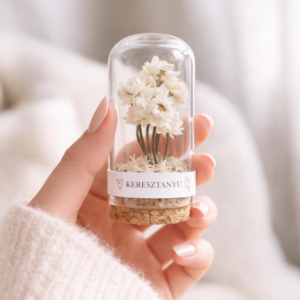 Anyák napi üvegbúrás virágdekoráció