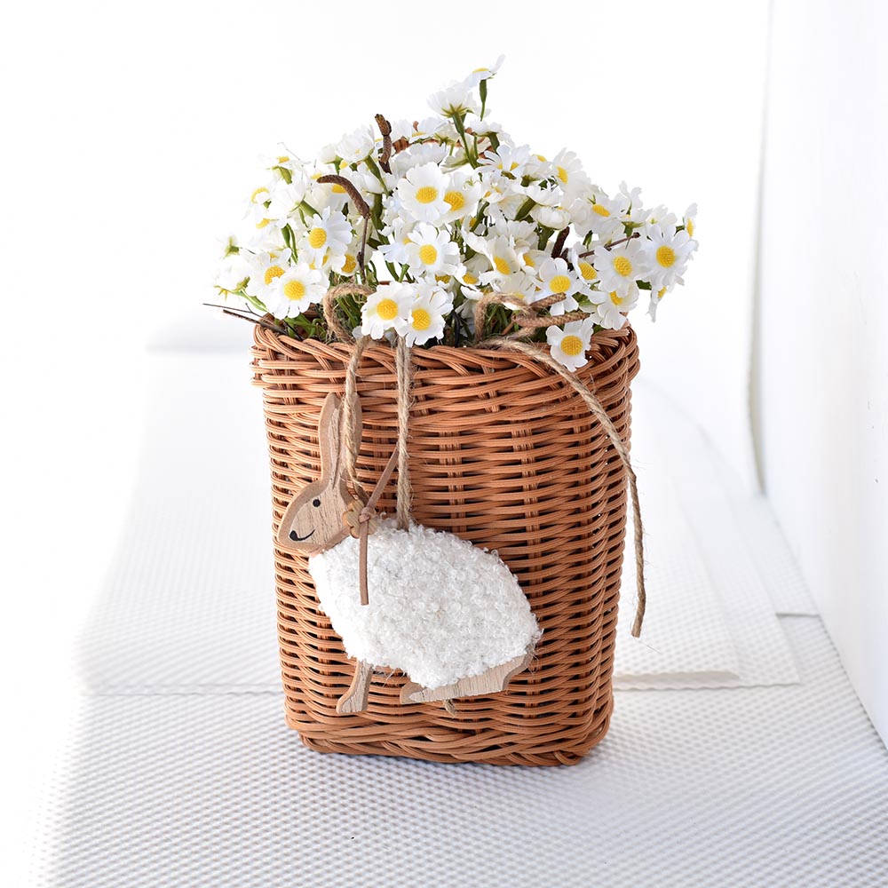 Húsvéti margarétás kosár nyuszi díszítéssel