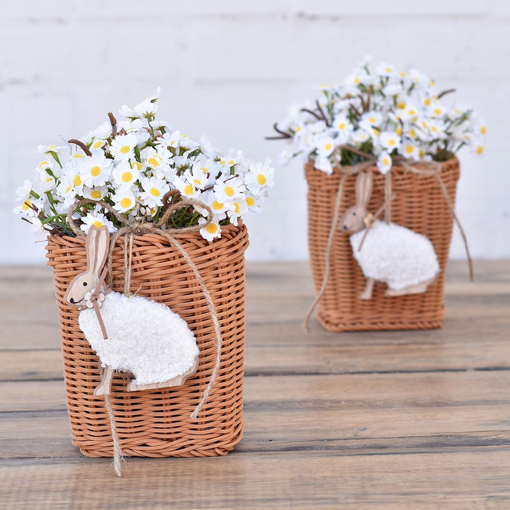 Húsvéti margarétás kosár nyuszi díszítéssel