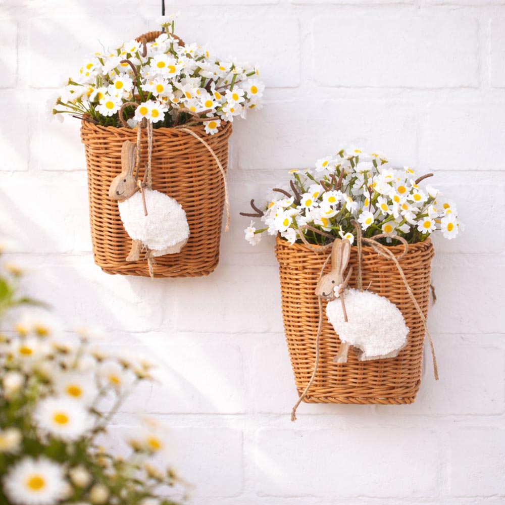 Húsvéti margarétás kosár nyuszi díszítéssel