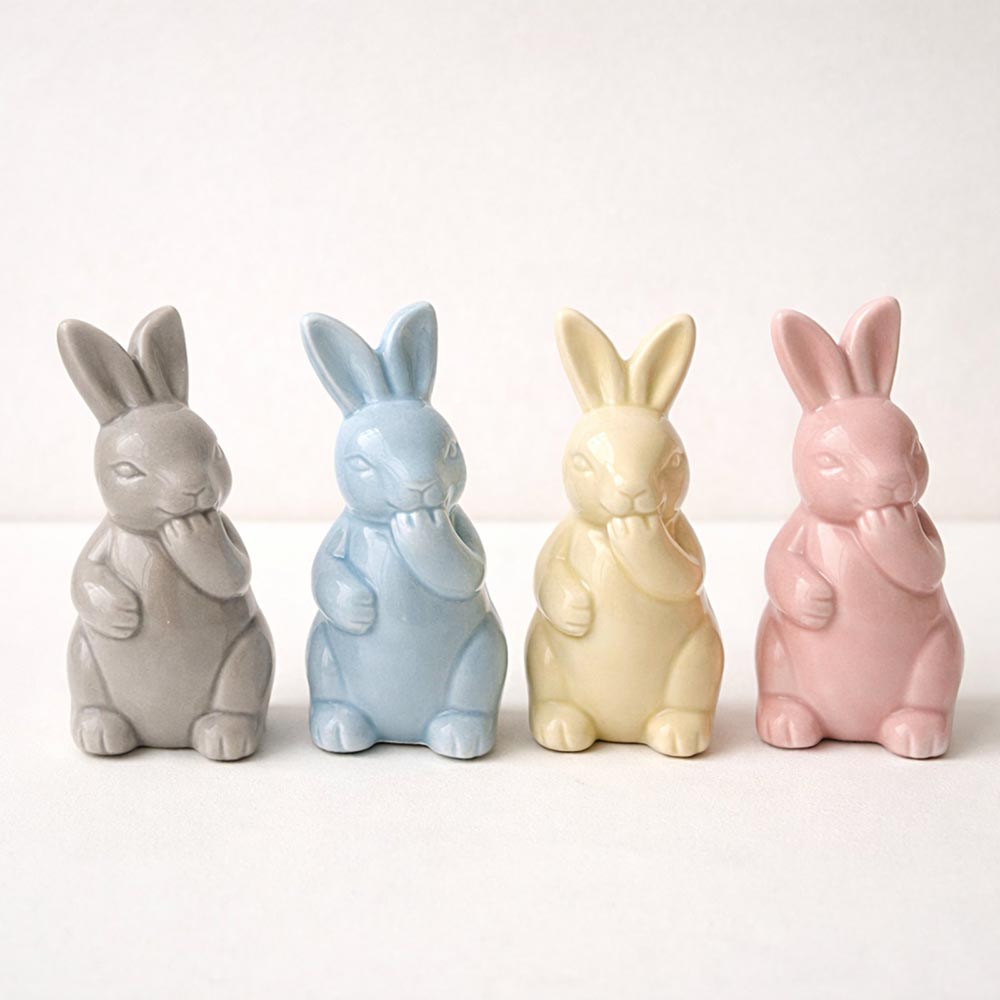 Kerámia nyuszi dekoráció - pasztell színekben