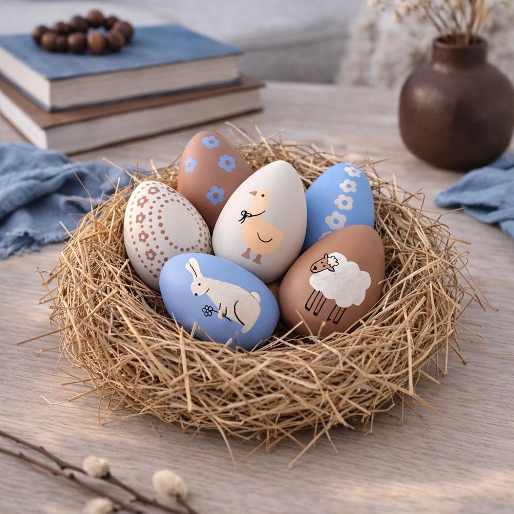 Kézzel festett húsvéti tojás szett (6 db)