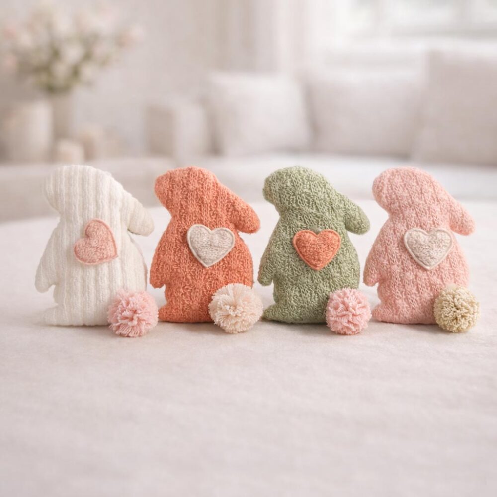 Textil nyuszi dekoráció - 4 db-os szett