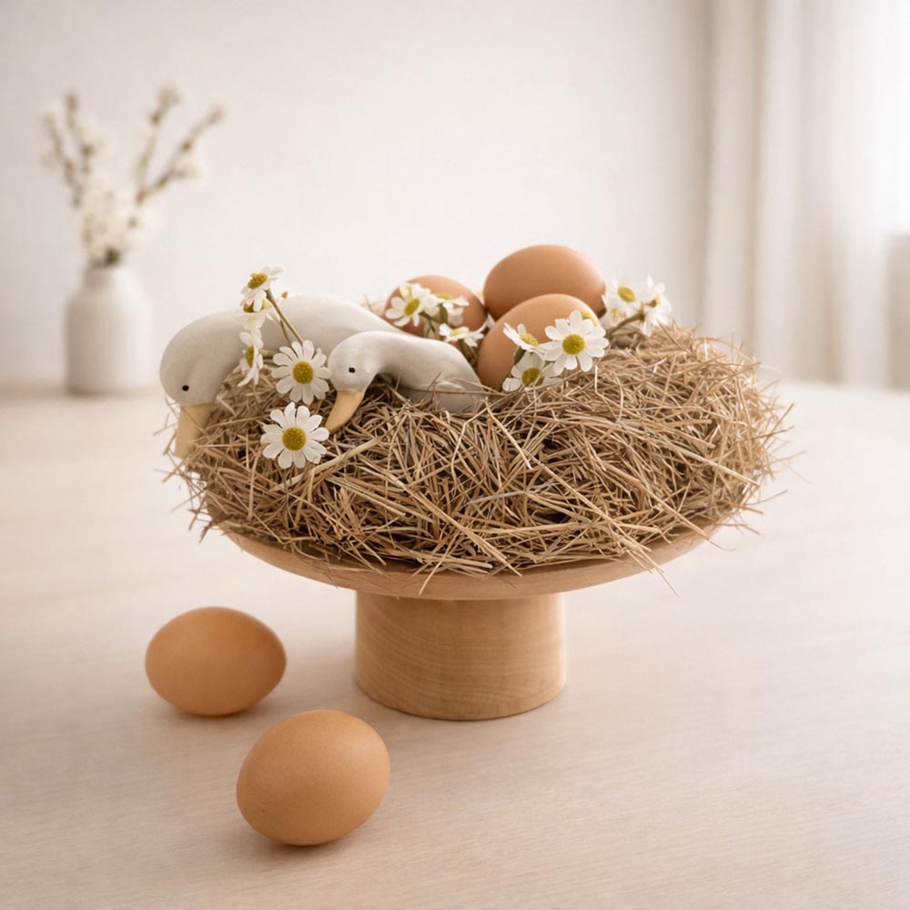 Tavaszi libás fészek asztaldísz