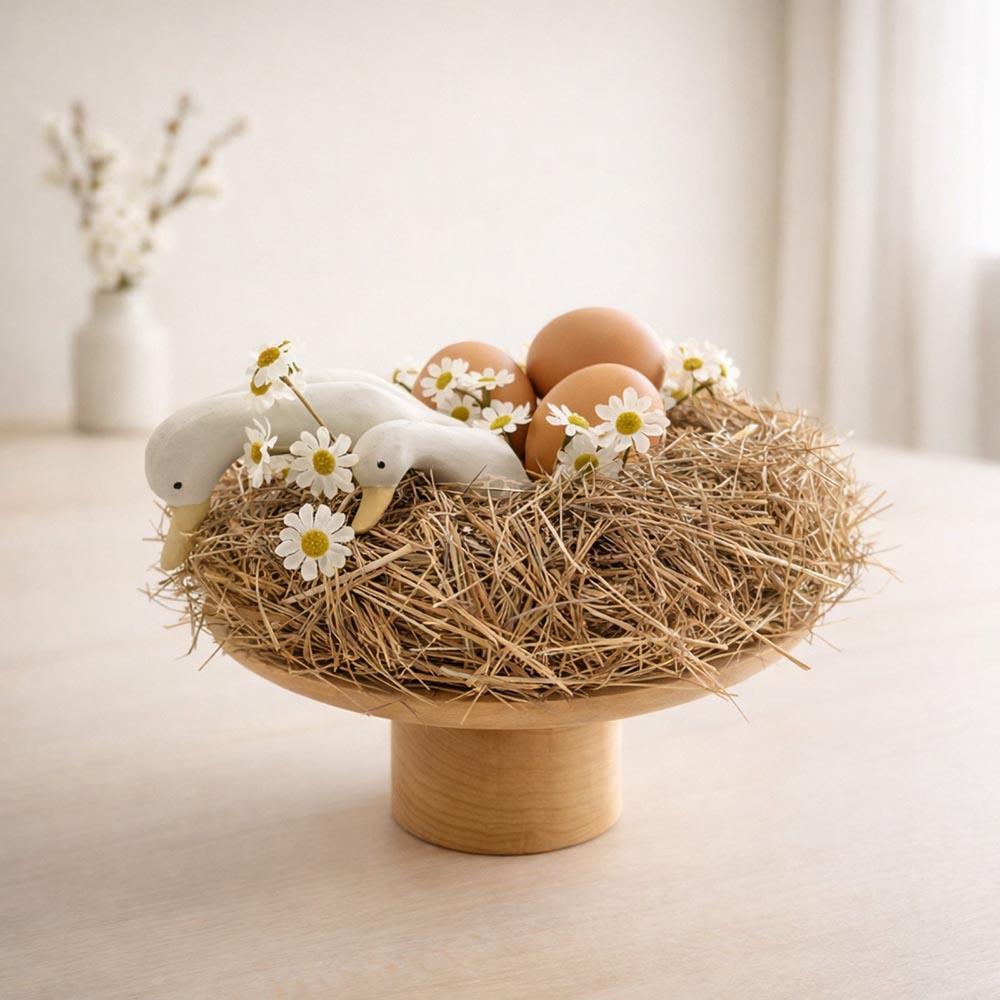 Tavaszi libás fészek asztaldísz
