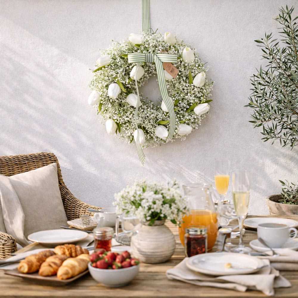 Tavaszi tulipános ajtókoszorú