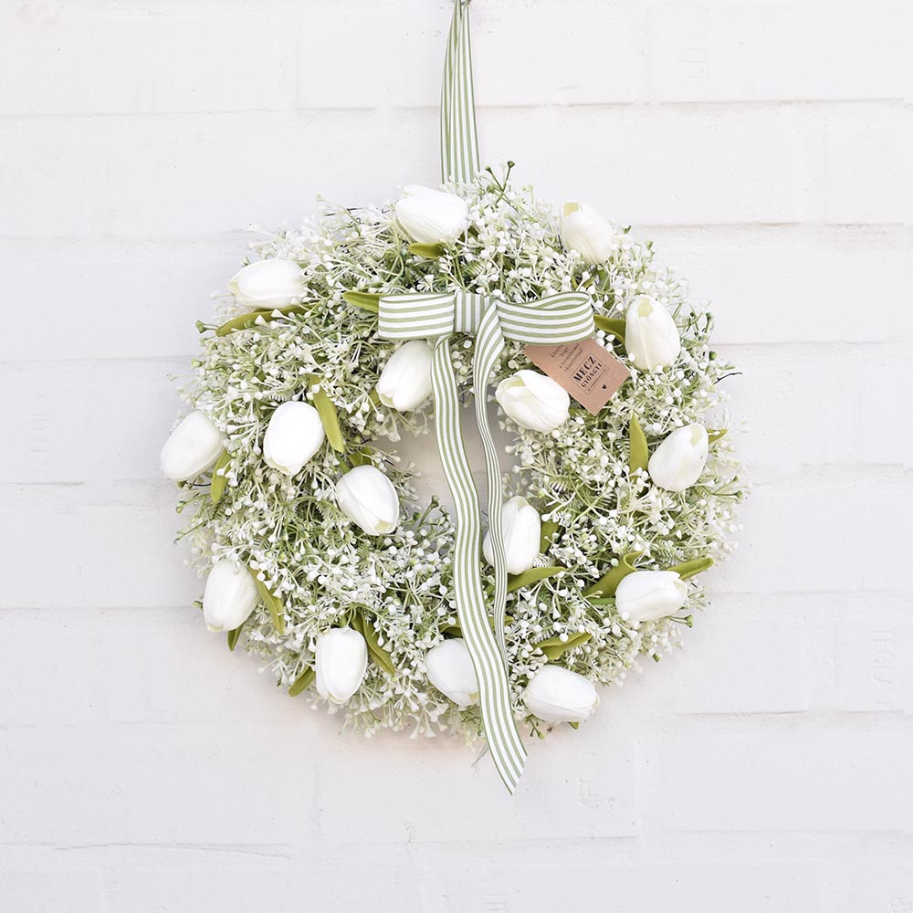 Tavaszi tulipános ajtókoszorú