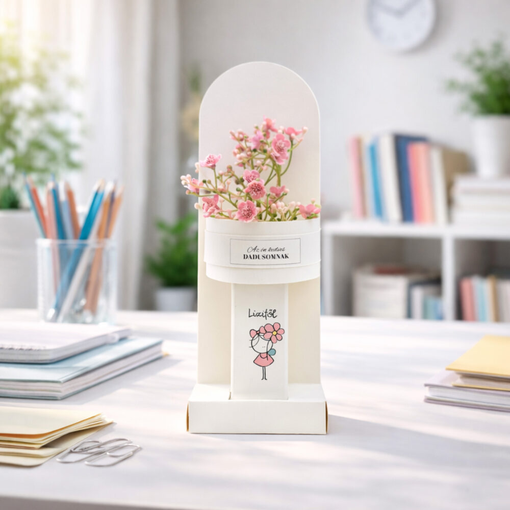 Ajándék pedagógusoknak - fa virágtartó egyedi rajzzal