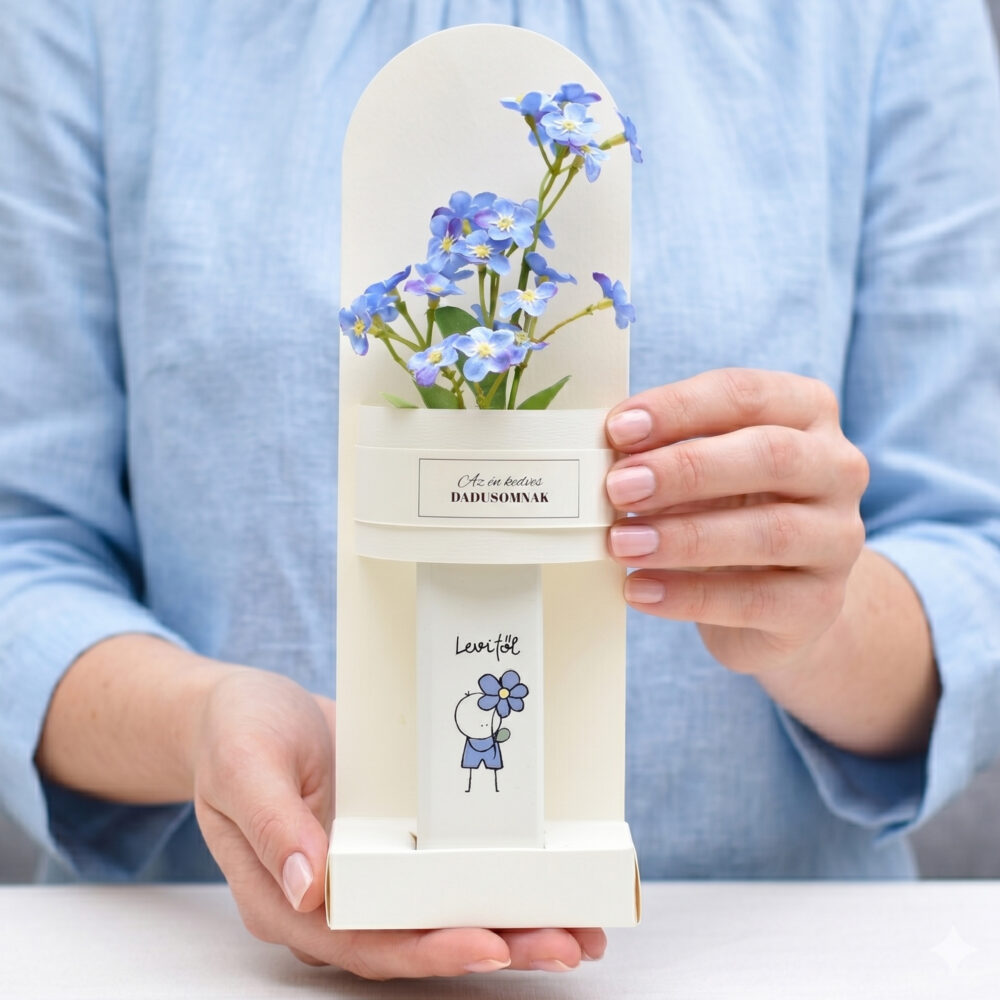 Ajándék pedagógusoknak - fa virágtartó egyedi rajzzal