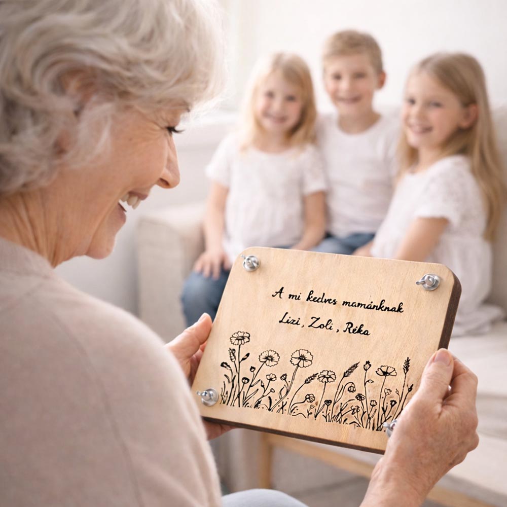 Anyák napi ajándék - virágprés egyedi felirattal