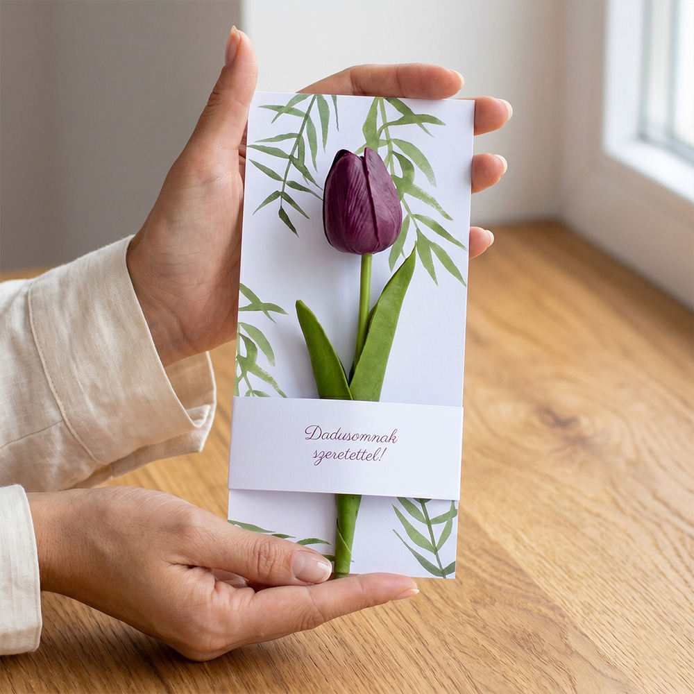 Ballagási ajándék - képeslap tulipánnal