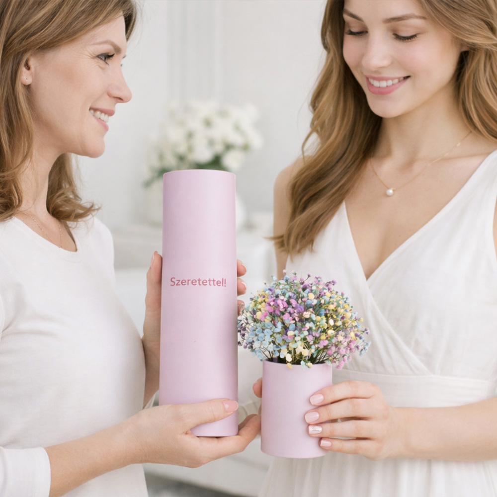 Ballagási virágcsokor színes rezgővel díszdobozban