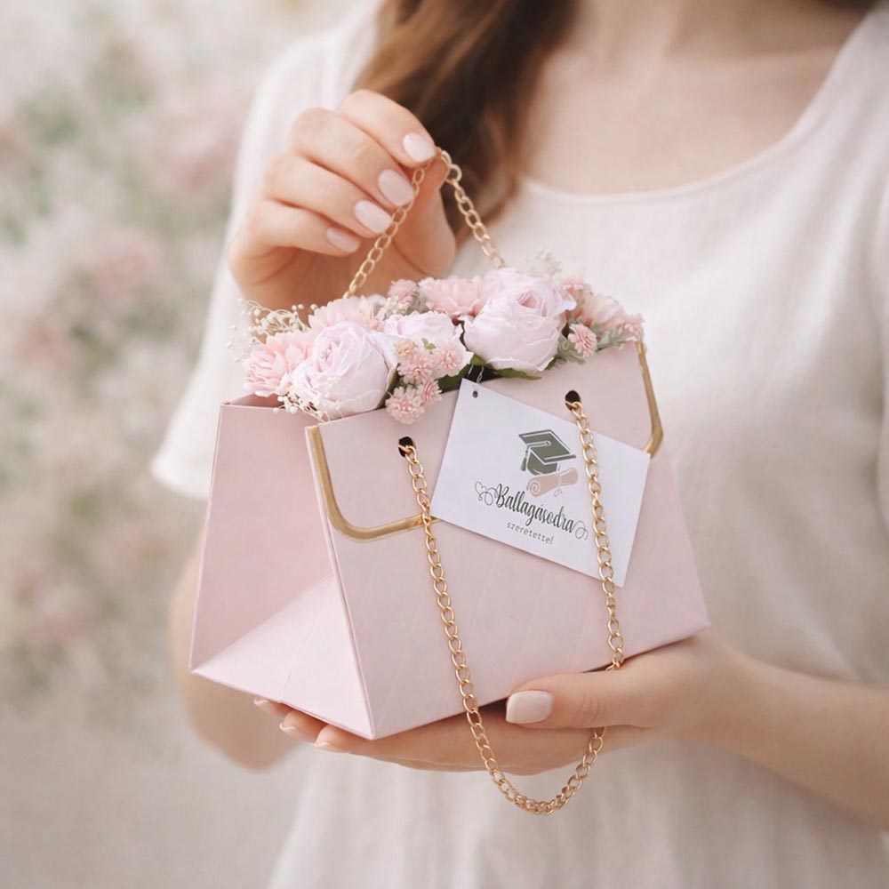 Ballagási virágtáska rózsákkal