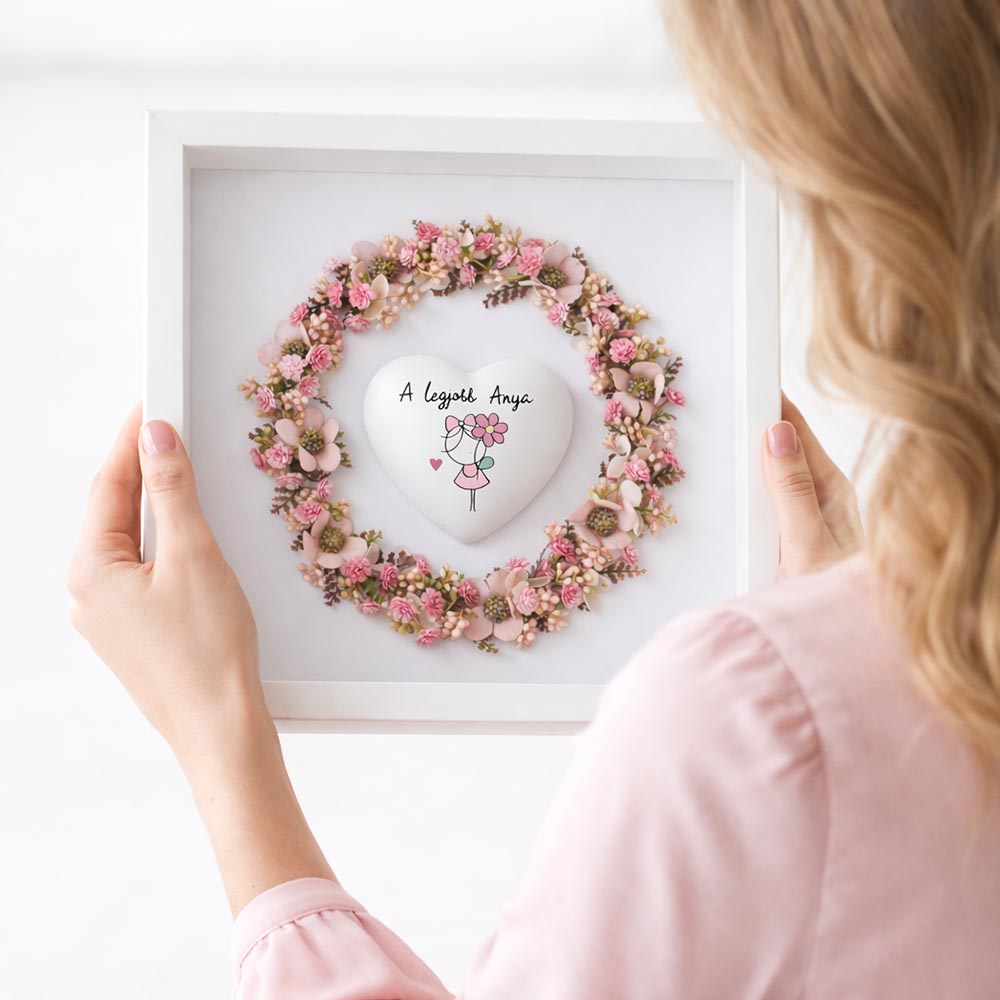Egyedi anyák napi ajándék - 3D képkeret virágkoszorúval