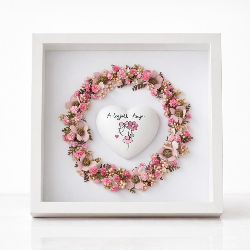 Egyedi anyák napi ajándék - 3D képkeret virágkoszorúval