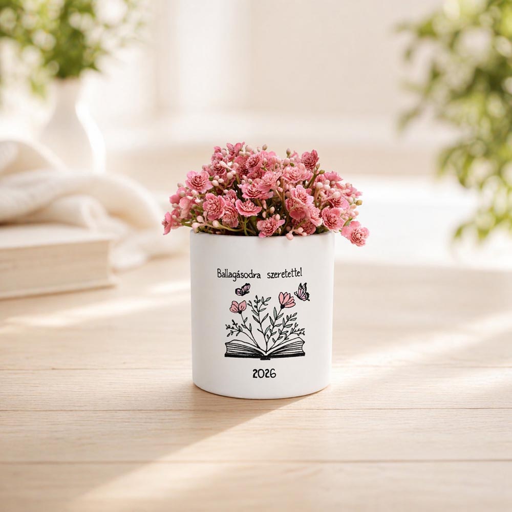 Egyedi ballagási ajándék - kaspó művirággal