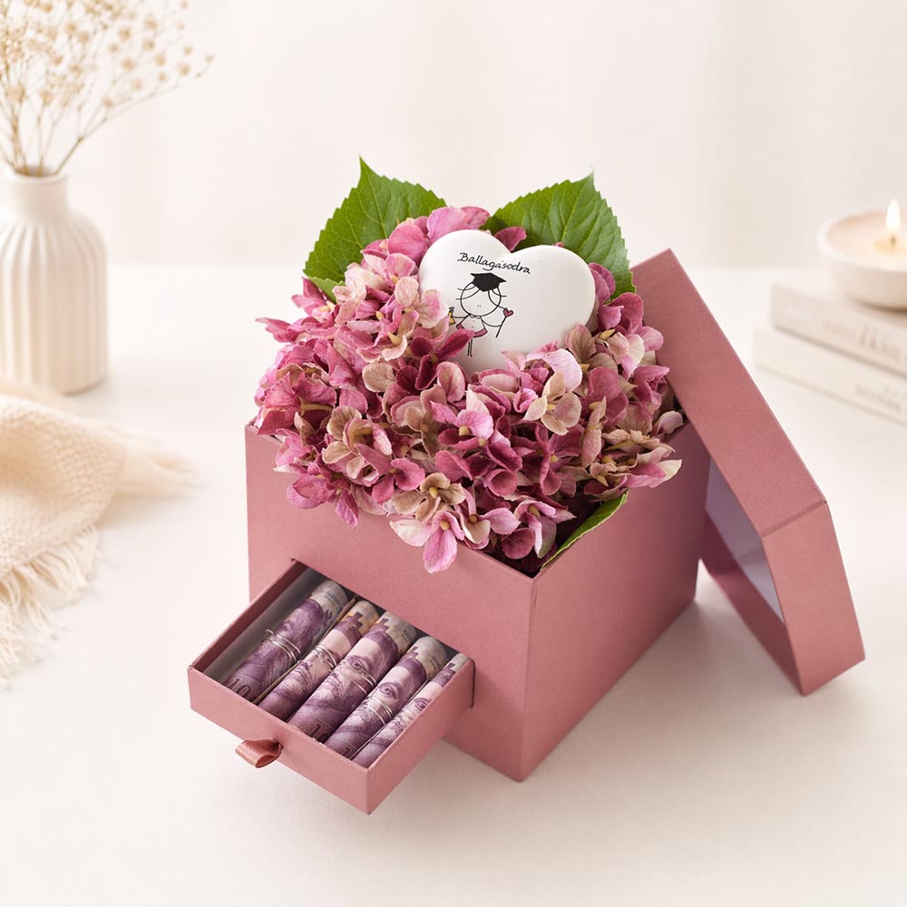 Egyedi ballagási pénzátadó doboz lányoknak - virágos