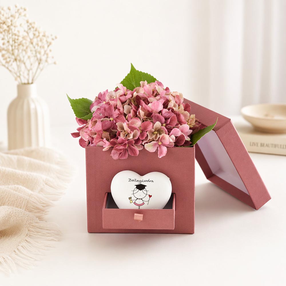 Egyedi ballagási pénzátadó doboz lányoknak - virágos