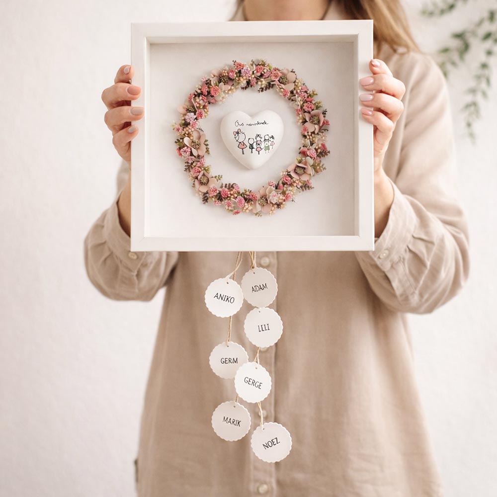 Egyedi pedagógus ajándék - 3D virágos képkeret LED világítással