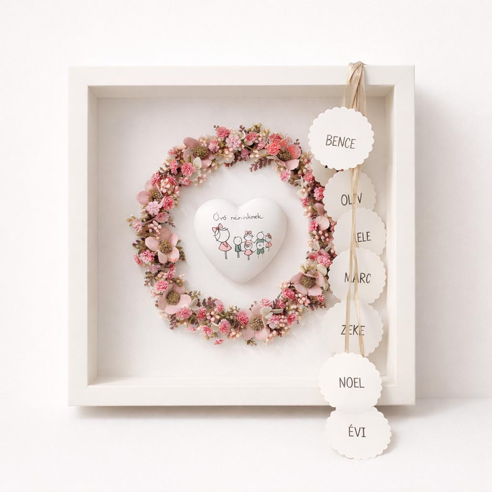 Egyedi pedagógus ajándék - 3D virágos képkeret LED világítással