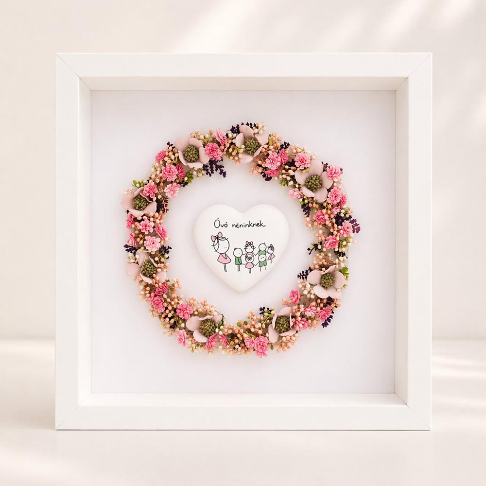 Egyedi pedagógus ajándék - 3D virágos képkeret LED világítással