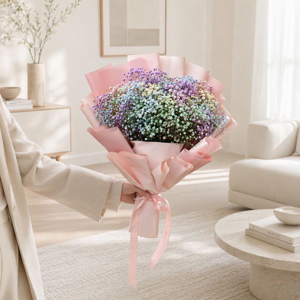 Különleges ballagási színes virágcsokor - színes rezgő