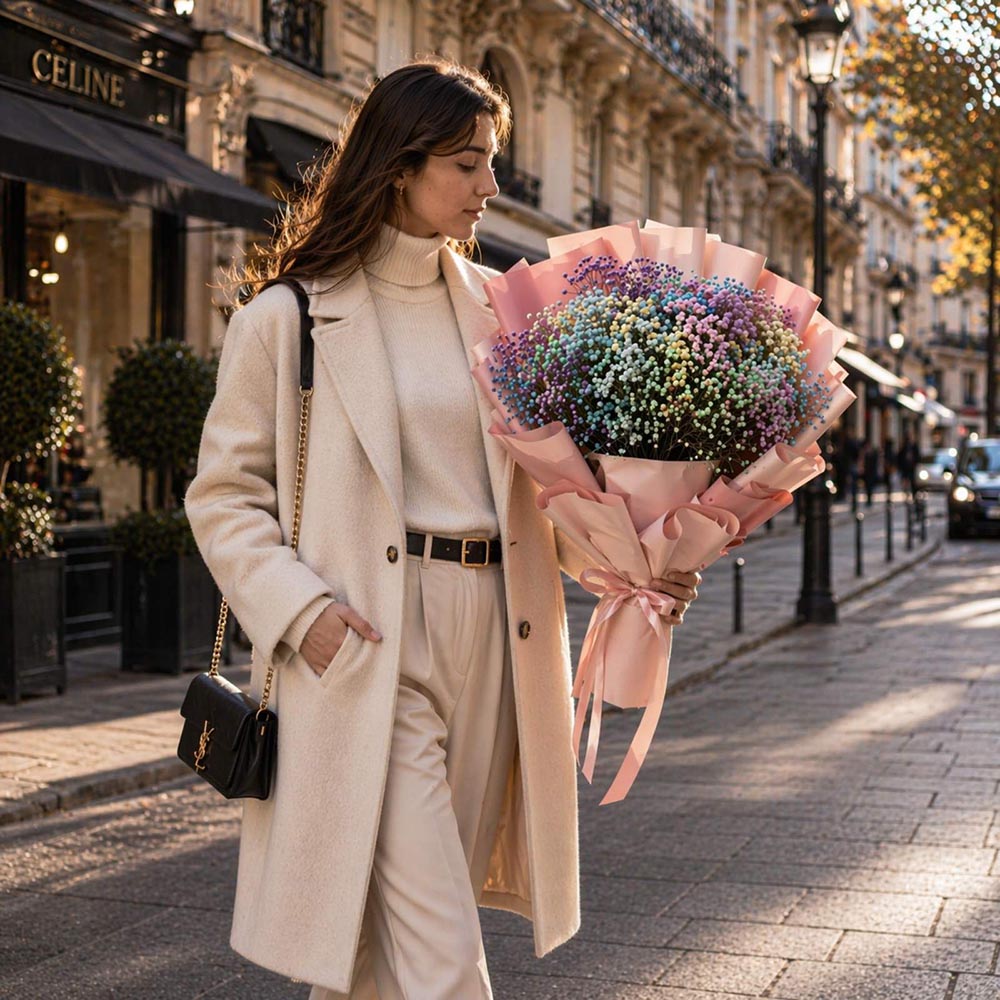 Különleges ballagási színes virágcsokor - színes rezgő