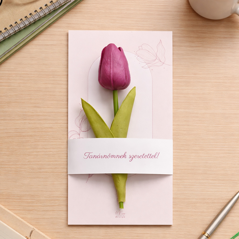 Pedagógus ajándék ballagásra - képeslap tulipánnal