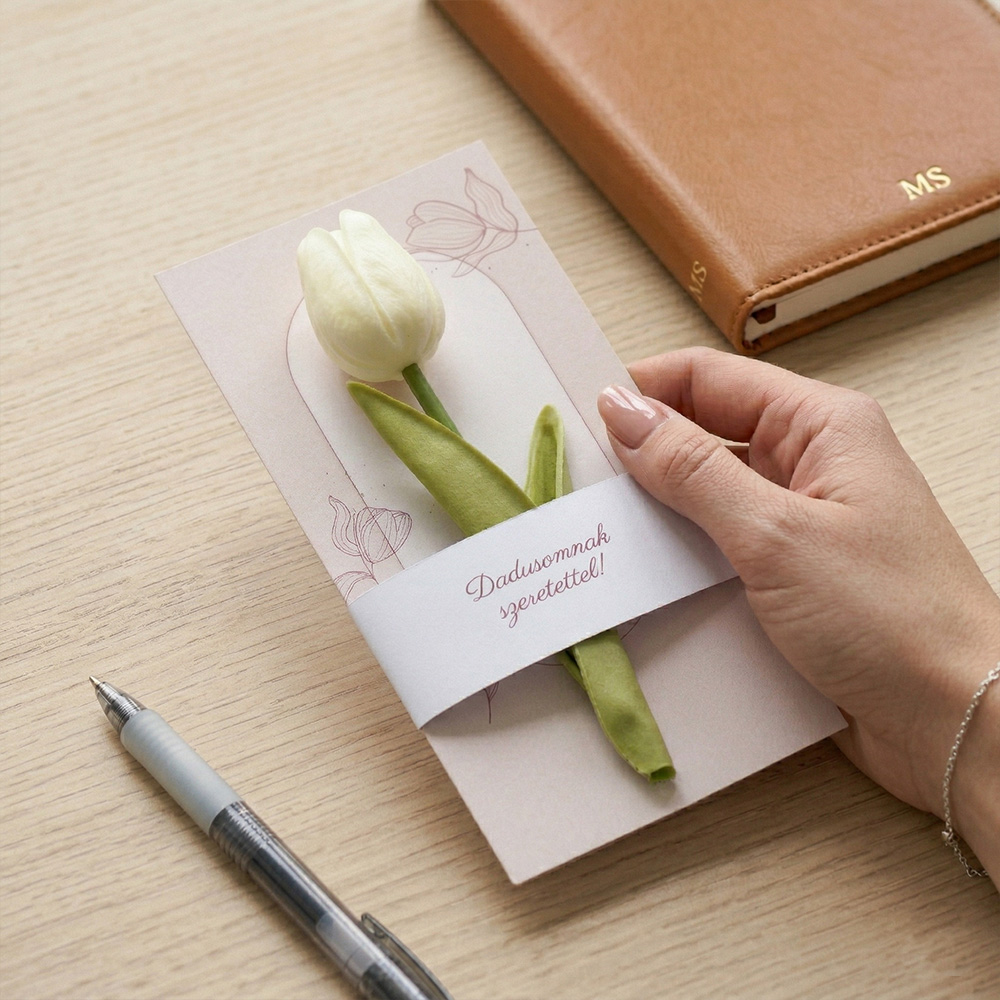 Pedagógus ajándék ballagásra - képeslap tulipánnal