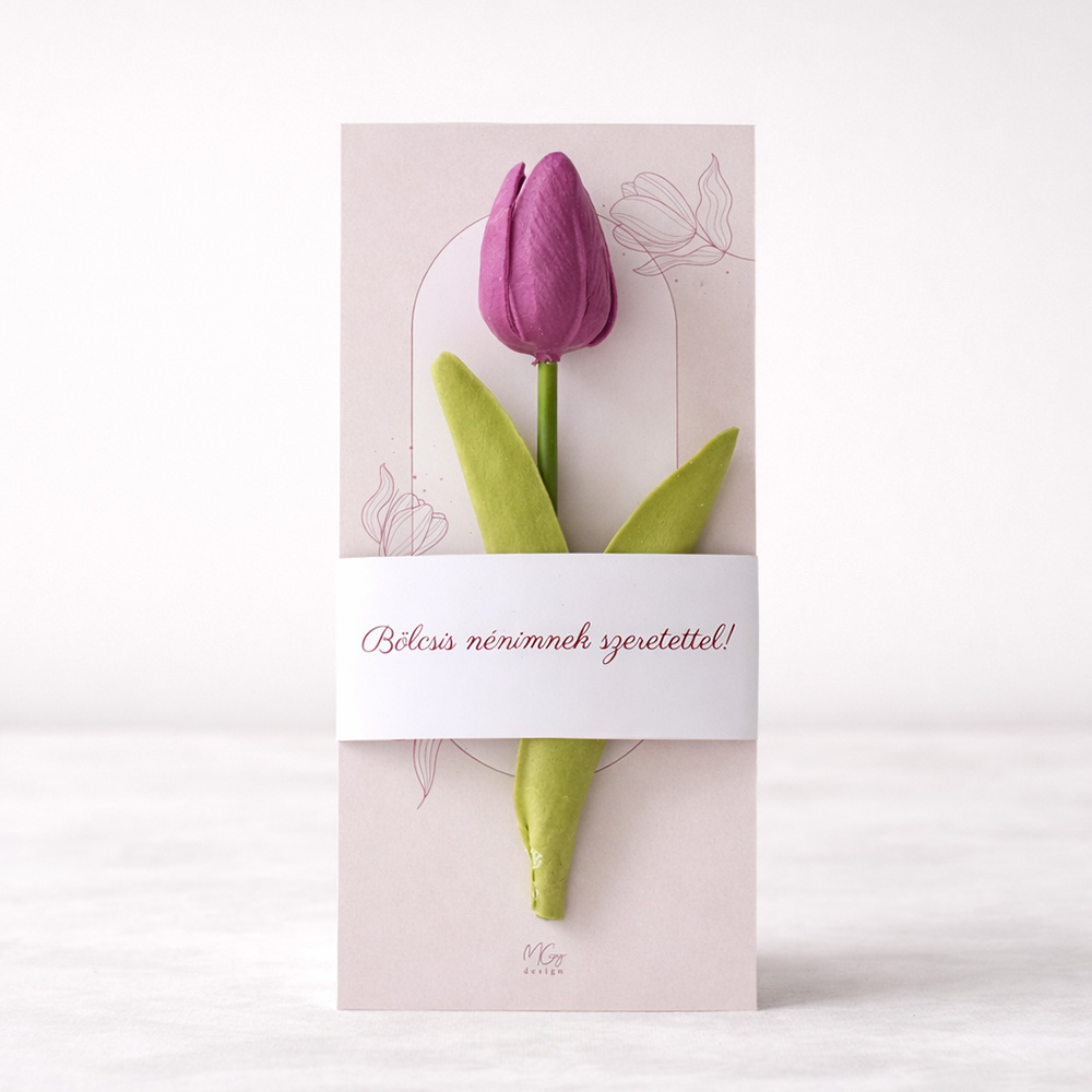 Pedagógus ajándék ballagásra - képeslap tulipánnal