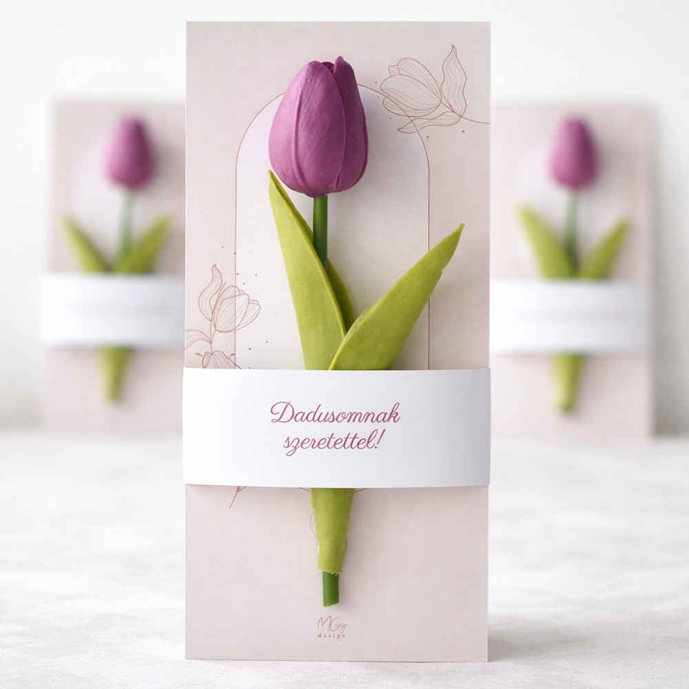 Pedagógus ajándék ballagásra - képeslap tulipánnal