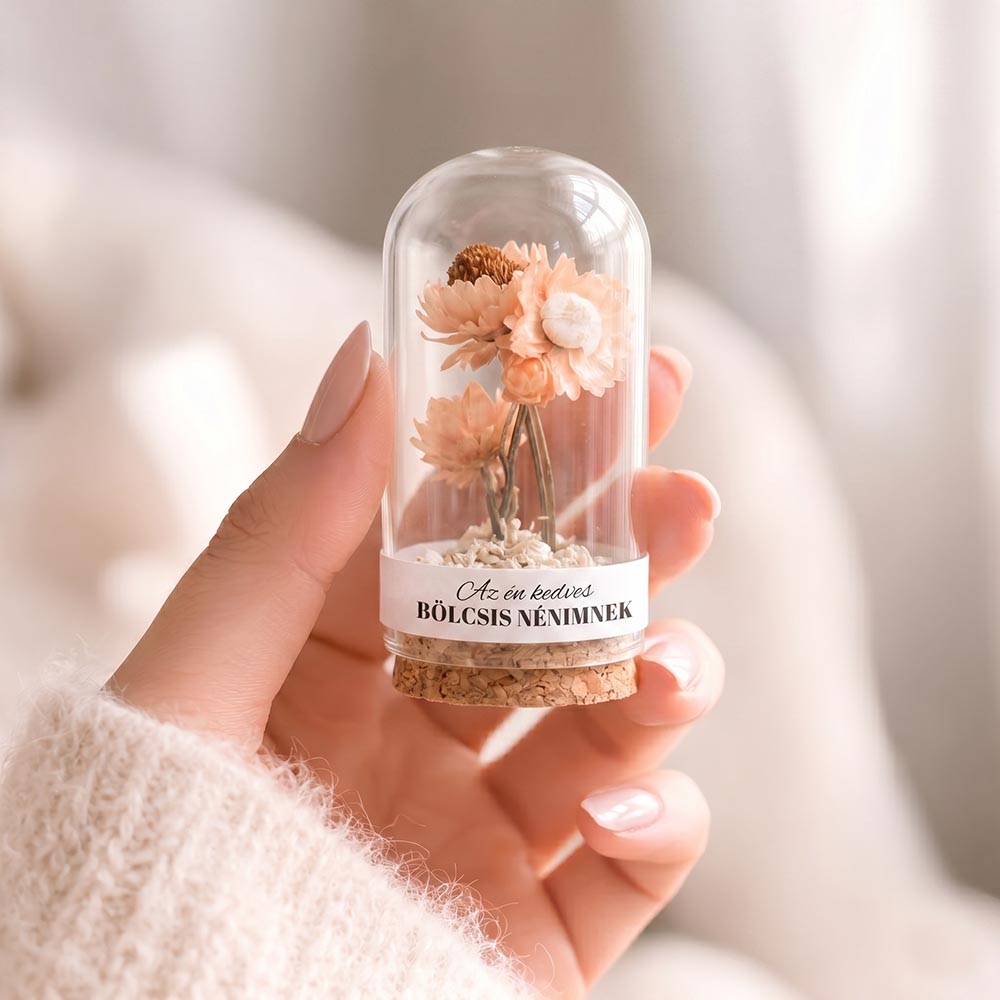 Pedagógus ajándék - virág üvegbúrában