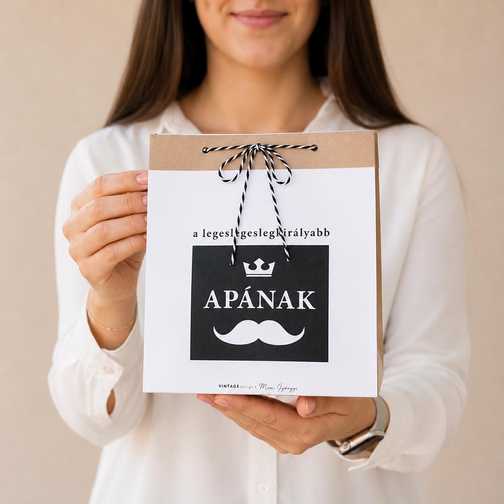 Apák napi ajándéktasak - natúr vagy fehér változatban