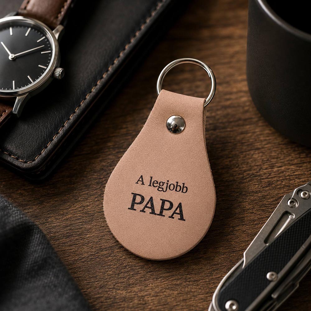 Apák napi bőr kulcstartó
