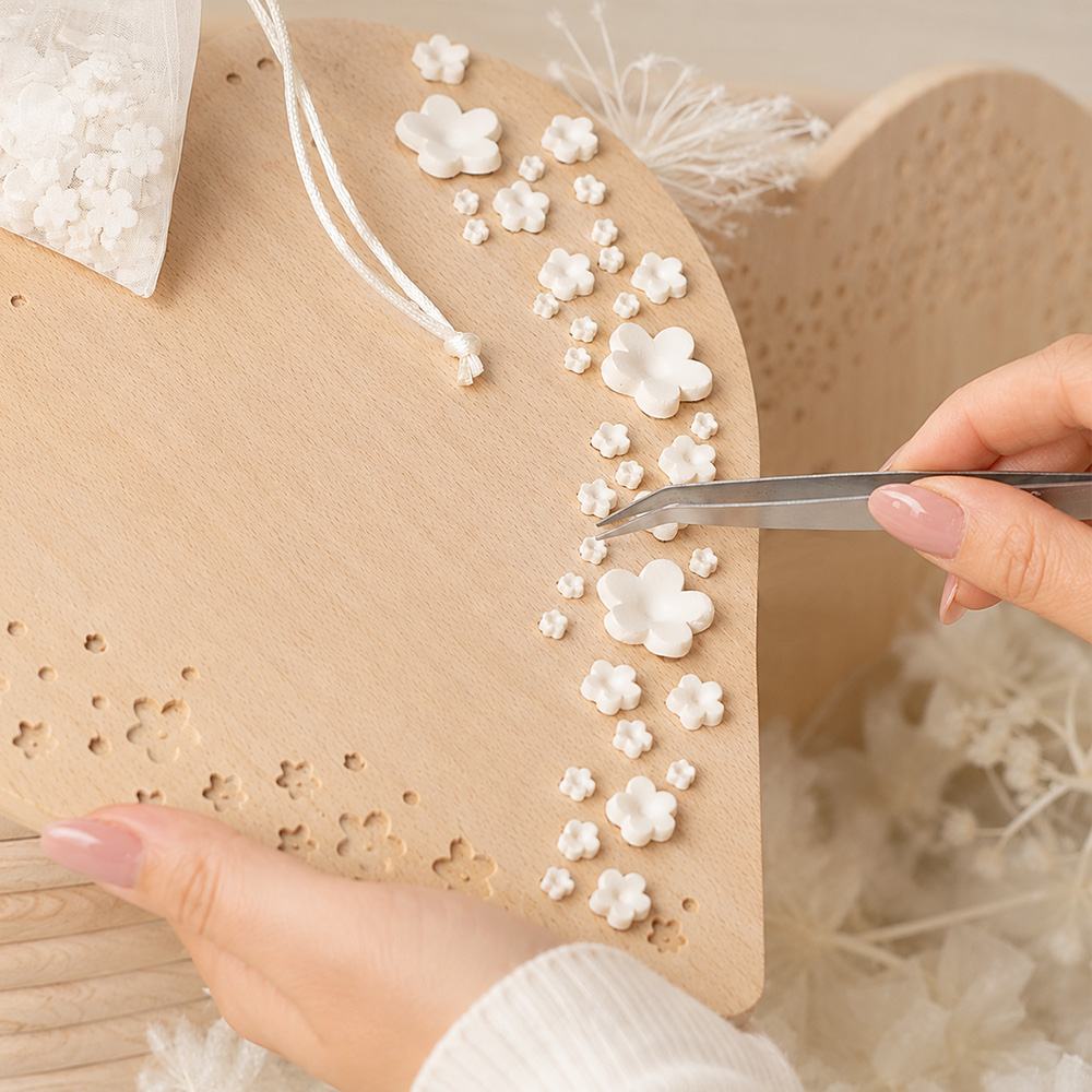 Dekoráció készítő DIY csomag - virágkoszorús fa szív