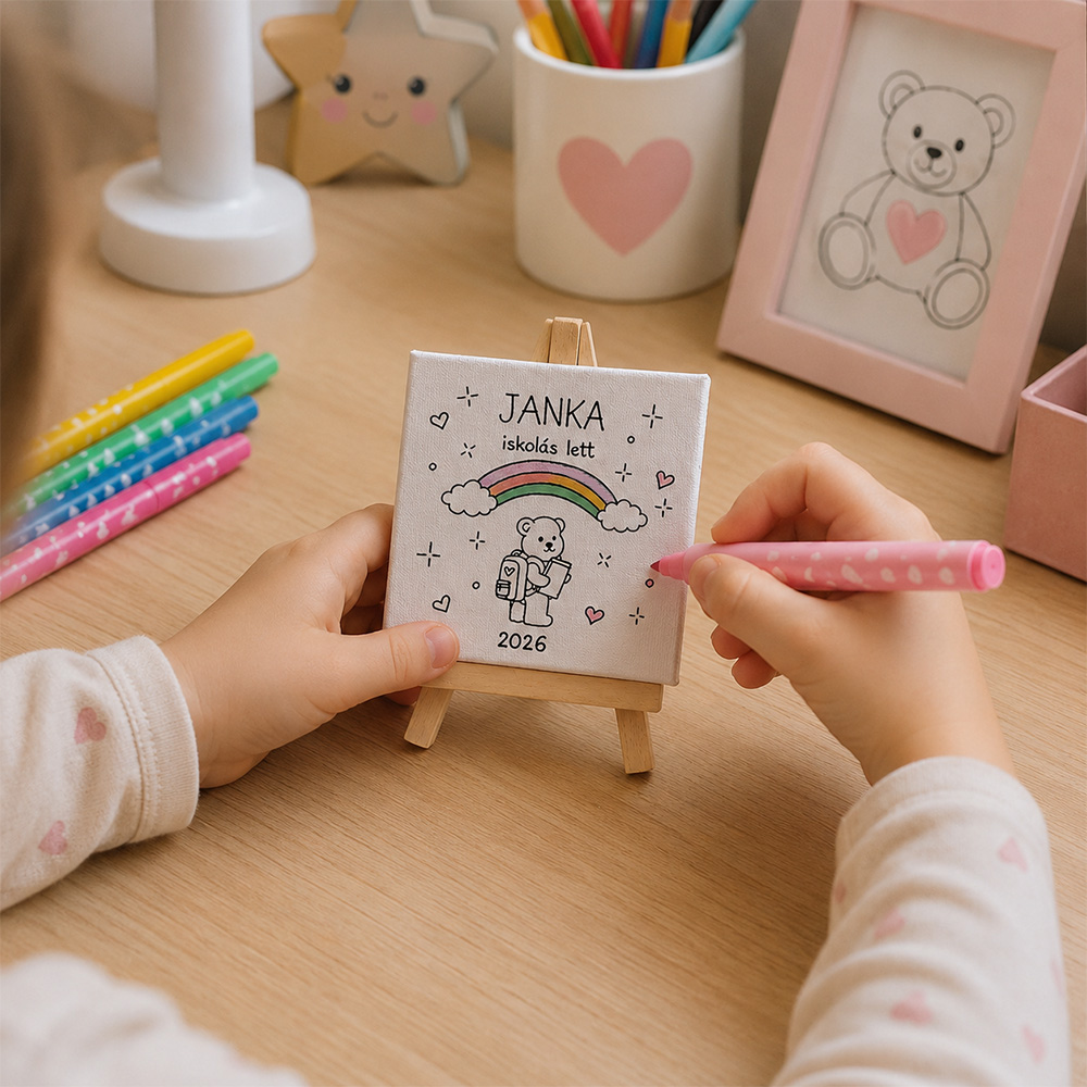 Iskolakezdési ajándék - egyedi mini festővászon