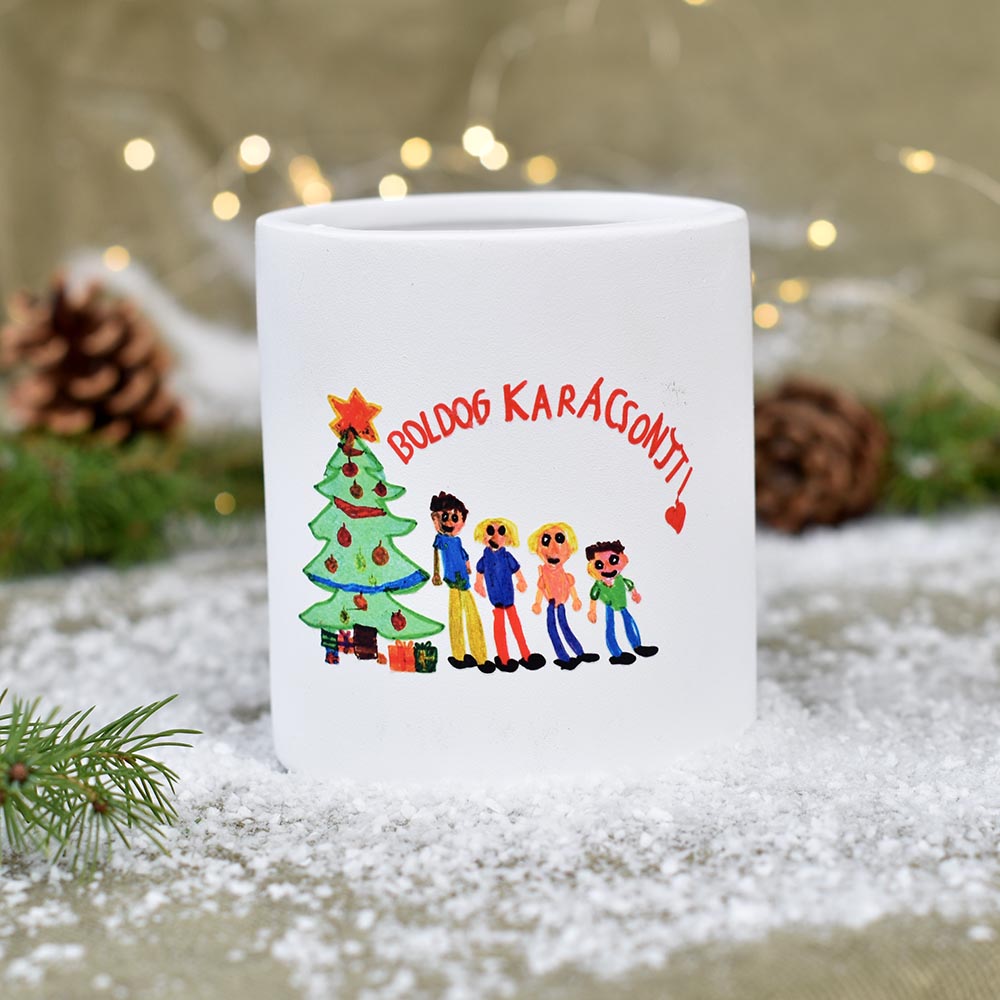Gyerekrajzos kaspó - egyedi karácsonyi ajándék